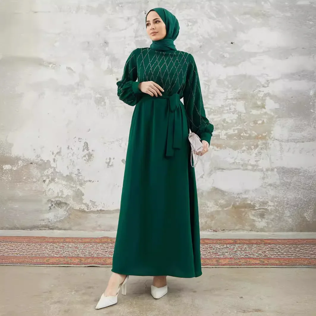 Ramadan Jalabiya Women Long Dress Sashes Abaya Kaftan Eid Muslim Morocco Arabic Robe Dubai Abayas Islam Party Vestidos Dresses