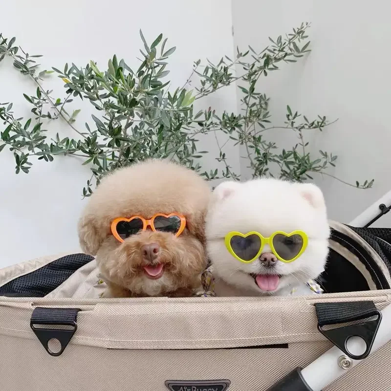 Gafas de sol con forma de corazón para perros y gatos, lentes de sol con lazos para mascotas, decoración para el pelo de mascotas, accesorios para