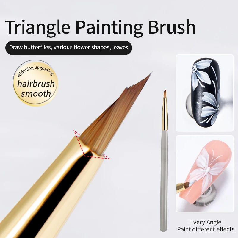 

1Pcs Triangular Painting Brush Nails Art Brush French Lines Stripes Grid Flower Butterfly Triangle Painting Pen Manicure Tools