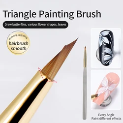 1Pcs Triangular Painting Brush Nails Art Brush French Lines Stripes Grid Flower Butterfly Triangle Painting Pen Manicure Tools