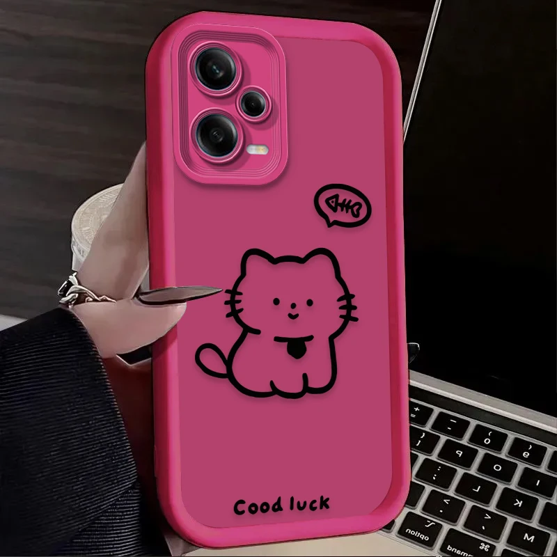 Custodia per telefono Cute Line Cat per Xiaomi Redmi A5 A4 A3 A3X A2 A1 Plus 13X Redmi K80 Ultra K70 K70E K60 K60E K50 K40 K40S K30 Cover