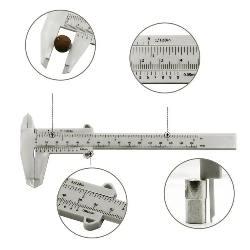 0-150mm Tool Woodworking Metalworking Plumbing Model Making Plastic Vernier Caliper Aperture Depth Diameter Measure Tool