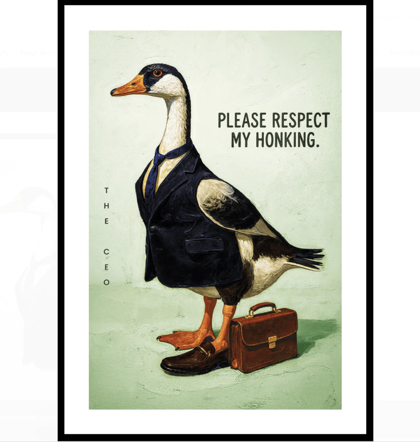 Vintage CEO Duck Wall Art Canvas Prints, Funny Quote Animal Posters, Retro Decor for Study Living Room Bedroom Home Decor