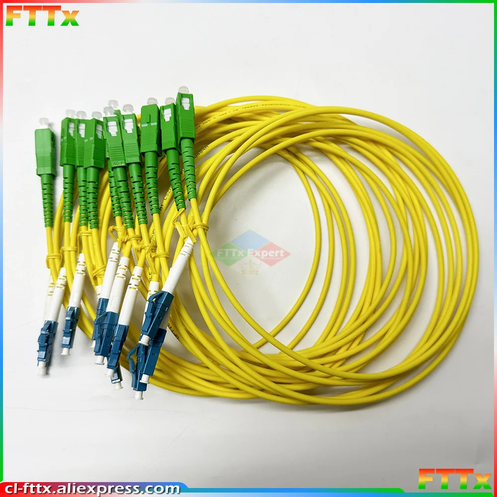 10pcs/lot SC APC-LC UPC Optical Fiber Cable LSZH 3.0mm Fiber Optic Patch Cord Simplex Single Mode Fiber Optic Patch Cable Yellow