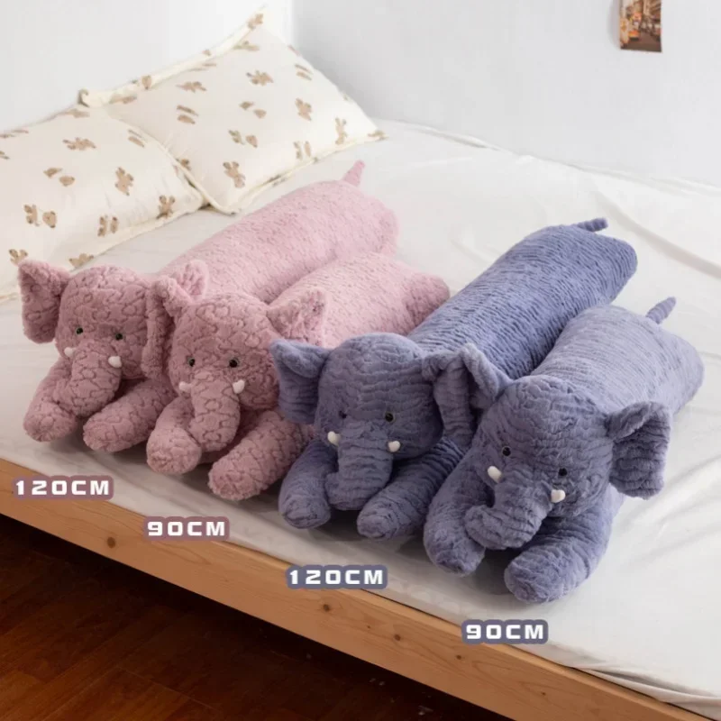 Long Elephant Body Pillow Large Cute Stuffed Animal Cushion Sleeping Elephant Decorative Body Pillow Chair Back Cushion Decor