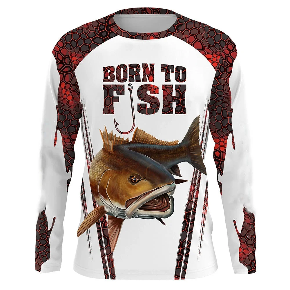 

3D Print Men's Fishing Long Sleeve T-Shirt Spring And Autumn Street Crew Neck Pullover Shirts Loose Comfortable Daily Casual Top