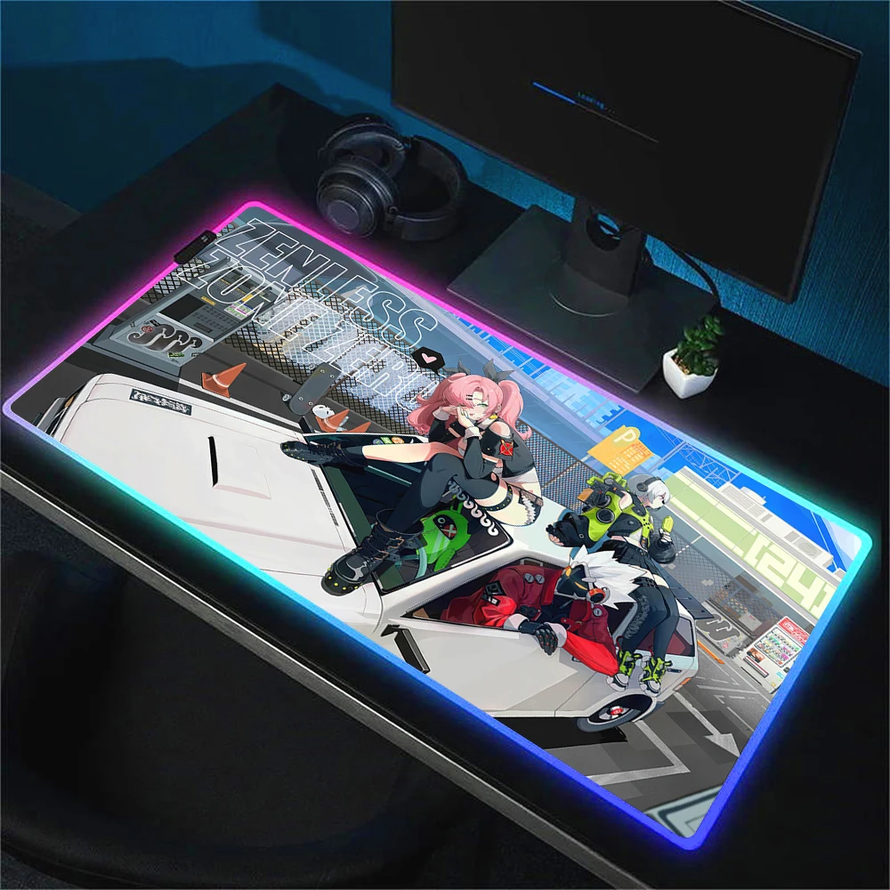 Zenless Zone Zero Ellen Joe High definition HD Printing RGB Mouse Pad Backlight Gaming Mousepad Large Game Accessories Mouse Mat