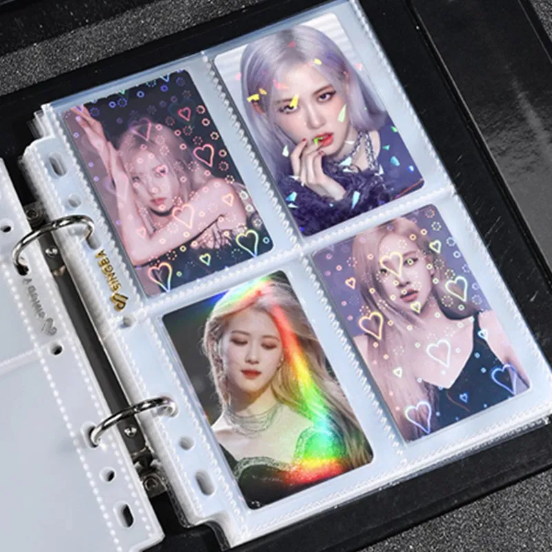 50Pcs Ins Toploader Glittery Love Heart Sakura Photocard Sleeves Idol Photo Cards Protective Storage Bag Card Protector