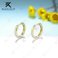 Kuololit Hoop Earrings R for Women Solid 18K 14K 10K Gold Earrings for Anniversary Engagement Gifts Party Christmas Classic