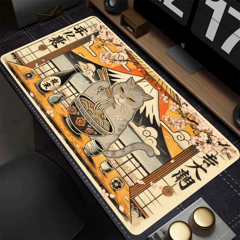 

Коврик для мыши в стиле Kawaii Cat, большой коврик для мыши с прецизионными прошитыми краями, коврик для клавиатуры XXL, идеально подходит для офиса и игр