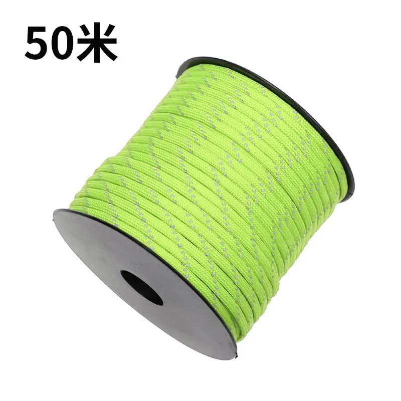 50 meters outdoor 7-core parachute rope high reflective paratrooper rope emergency rescue rope survival rope tent pull rope