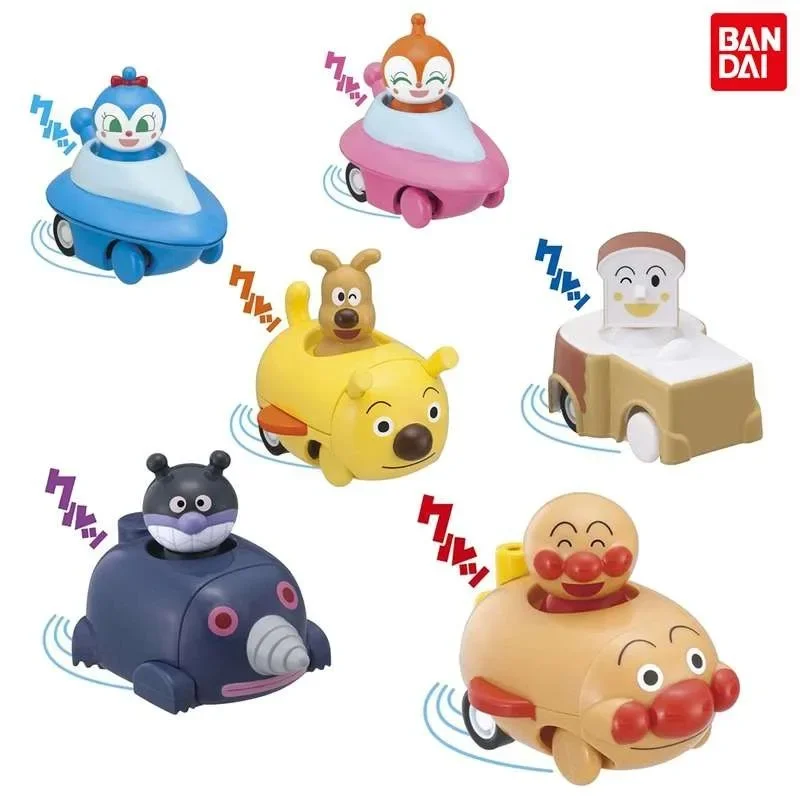 BANDAI Anpanman Japan Gashapon Capsule Toys Figure Anime Cute Vehicle Pull-back Baikinman Car Kawaii Figurine Gift