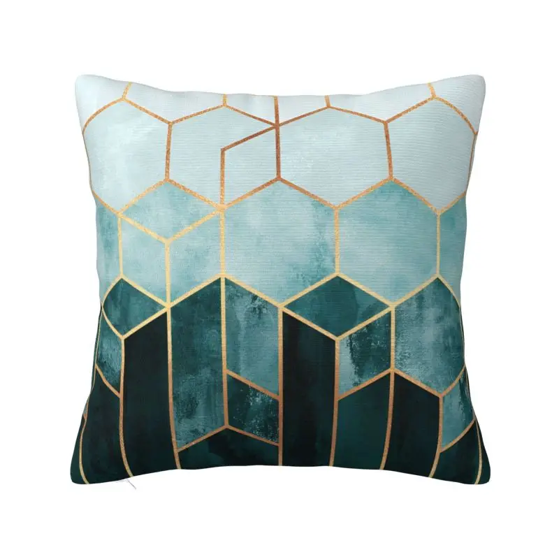 Modern GeometricTeal Hexagons Throw Pillow Case Decor Home Nordic Cushions Cover For Sofa Chair Square Polyester Pillowcase