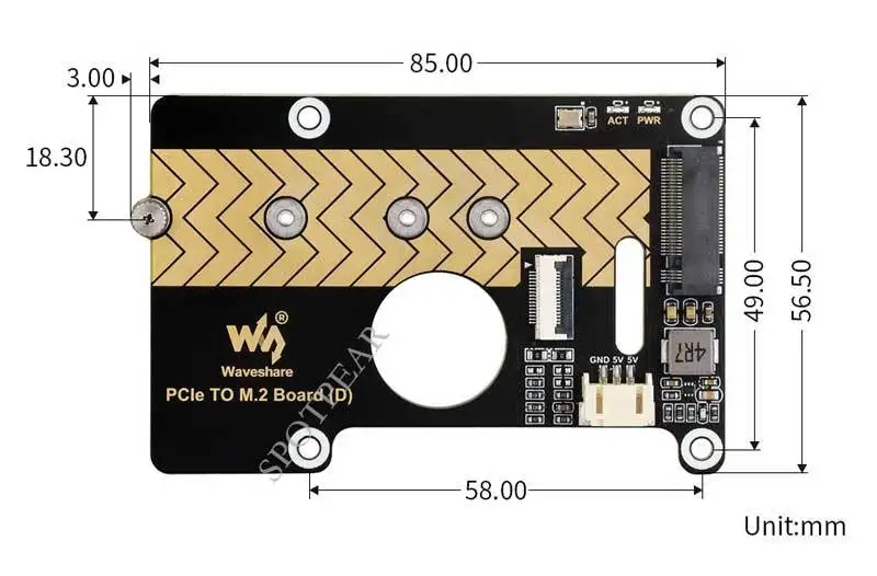 Raspberry Pi5 Solid State DrivePCIEErweiterungsplatine TurnM.2 NVME SSD Pi5 2280-2242-2230 – Detail 10