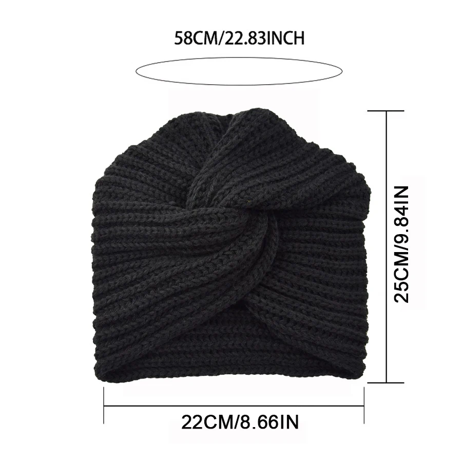 Women Knitted Turban Hat Winter Twist Knot Head Wrap Warm Muslim Headscarf Bohemia Indian Style Hair Cover Beanie Cap