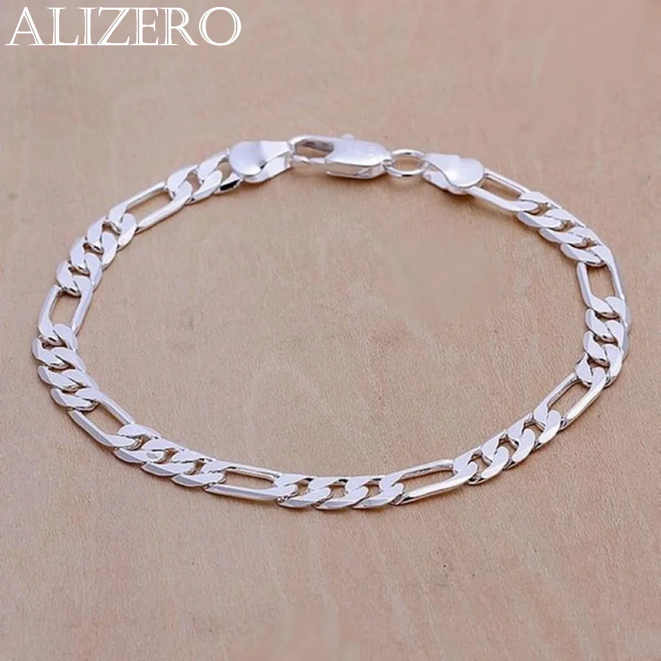 

925 Sterling silver Bracelet 6mm chain Wedding nice gift solid for men women Jewelry fashion beautiful Bracelet 20cm 8inch
