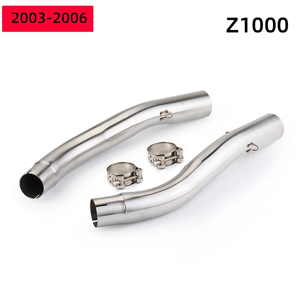 

51MM Motorcycle Exhaust Double Middle Link Pipe Connect Two Interface Muffler Racing Line For Kawasaki Z1000 2003-2006