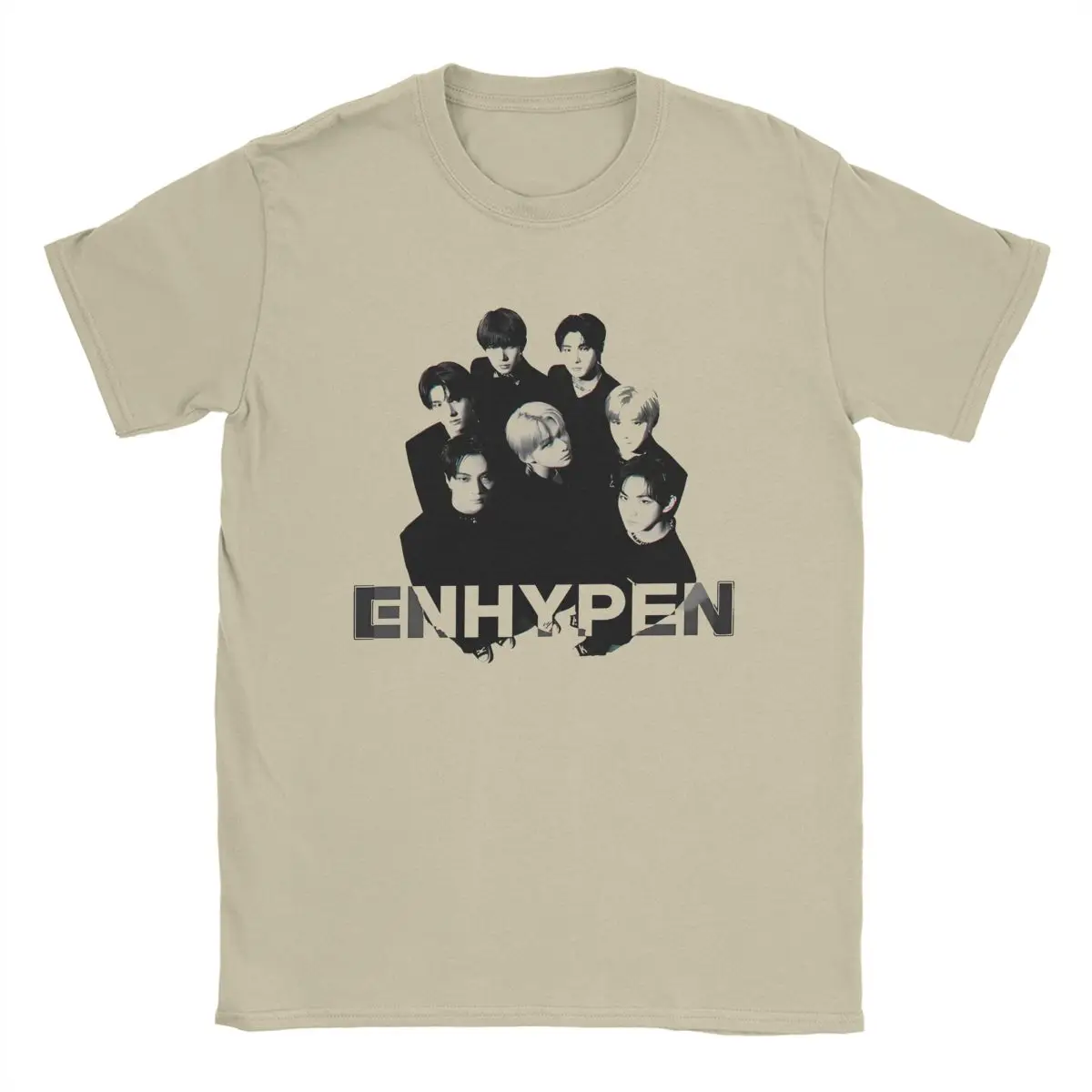 Винтажные Enhypened Group футболки для мужчин круглый воротник чистый хлопок футболки Kpop корейский певец короткий рукав Большие размеры Топы