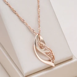 Kinel New Trend Glossy Pendant Necklace Fashion 585 Rose Gold Color Creative Metal Ethnic Jewelry Unique Romantic Daily Necklace