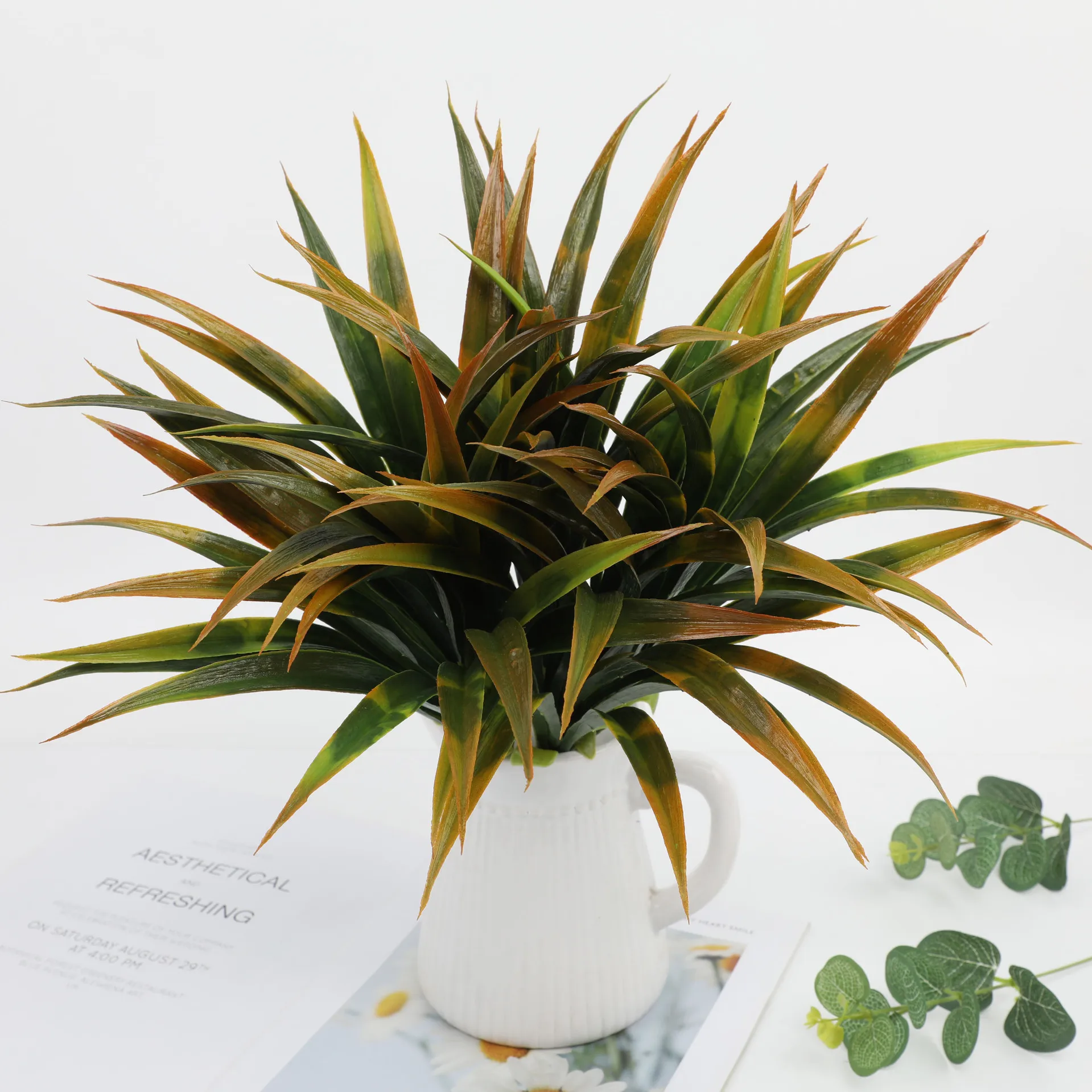 3 Stück künstliches Gladiolusgras-Bündel – künstlicher Grünstrauß, lebensechte Kunstpflanzen für Heimdekoration, Büro, Hochzeits-Mittelstück – Detail 5