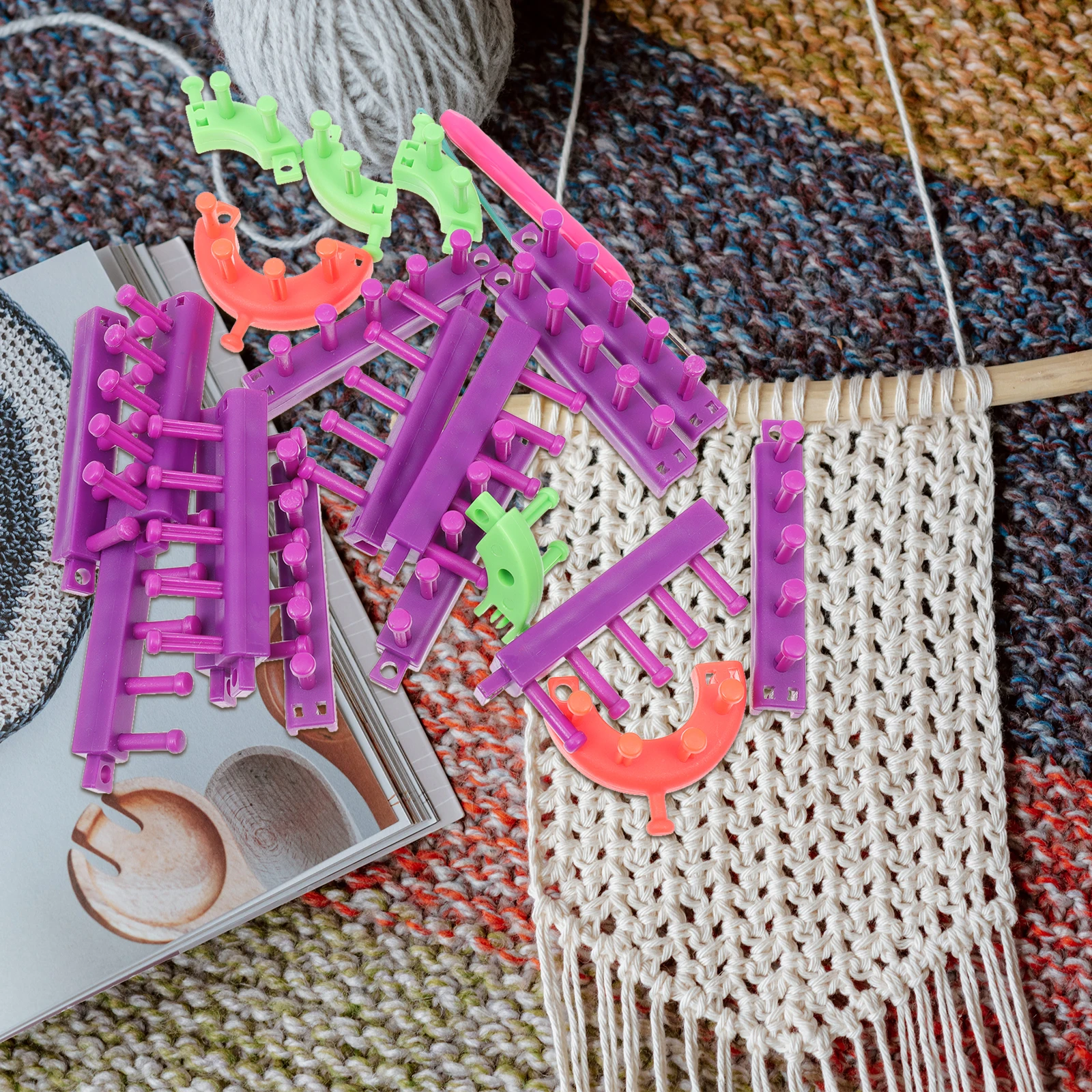 

Plastic Sweater Knitter DIY Wool Knitting Machine Kit H Tools Mini Beginners Weaving Board Circle Design Hat Scarves Socks