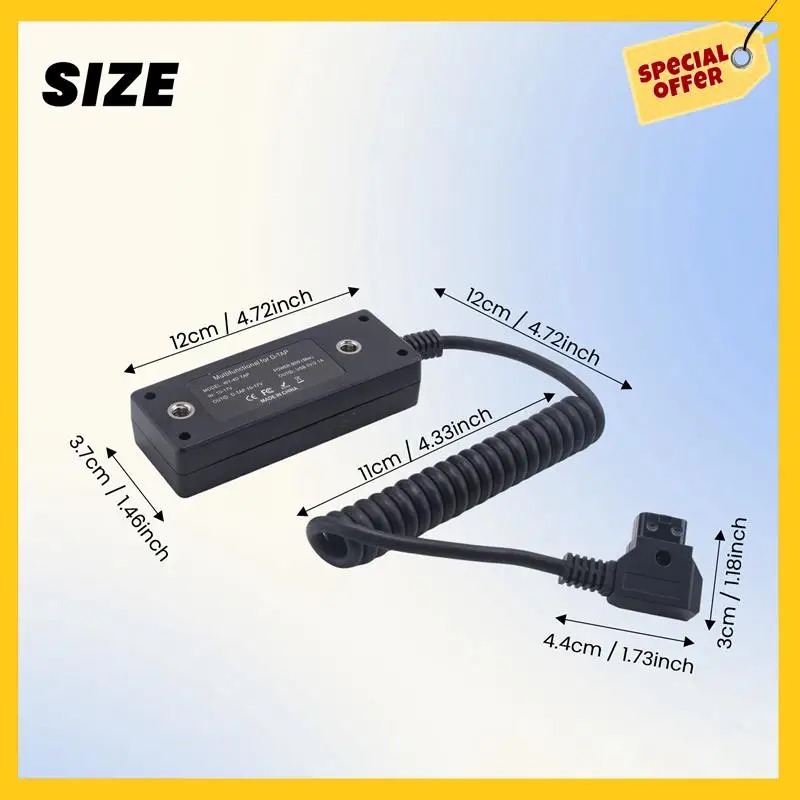 ABDE-Dtap スプリッターケーブル 電源スイッチ付き D-Tap V マウント V ロック用、ゴールドマウントバッテリーから 3P X 4 メスポート & USB ポート