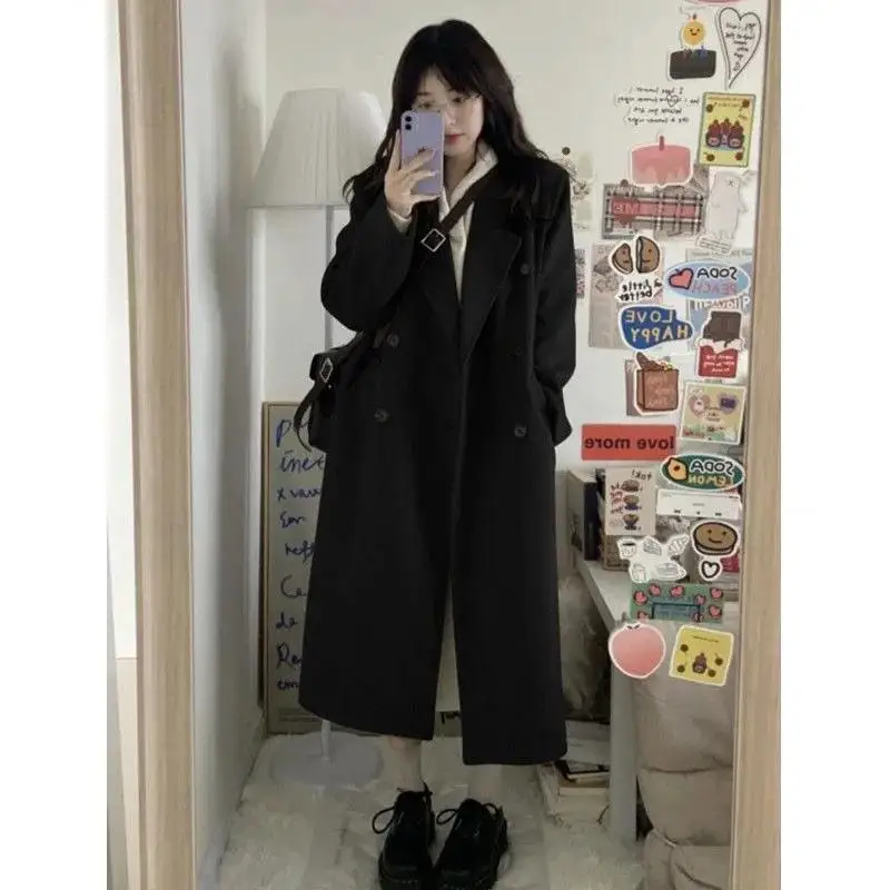 Płaszcze damskie z mieszanki wełny, wełniany płaszcz w kolorze beżowym, jesienny tweed, blokowanie kolorów, zapinany na zamek, krótki, stójka, rękawy balonowe, jednostronny.