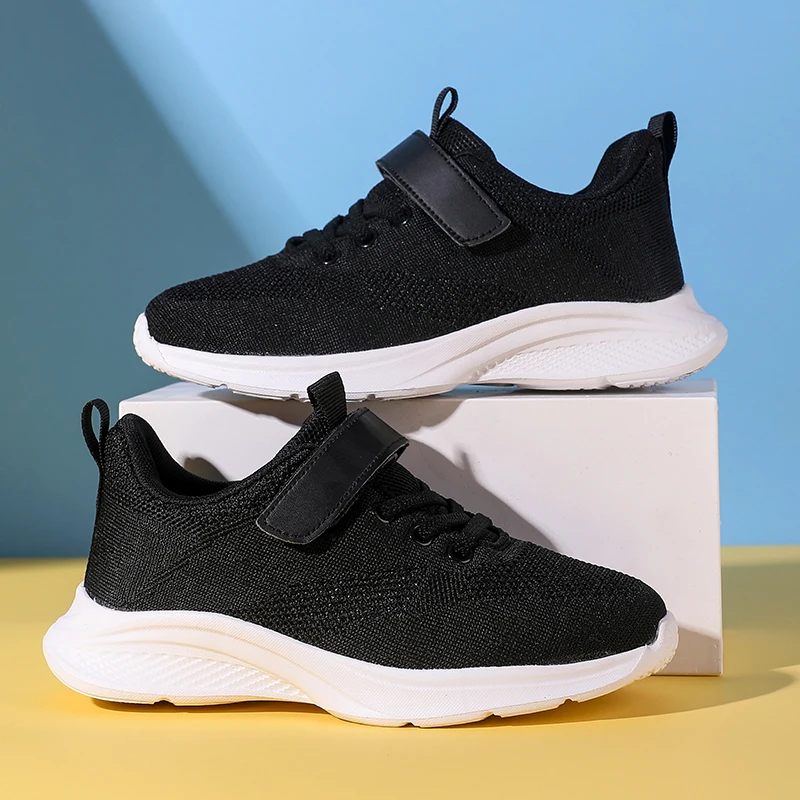 

2025 Girls Spring Autumn Rainbow Sneakers Children Mesh Casual Shoes Boys Gradient Color Fly Knitted Breathable Light Sneakers