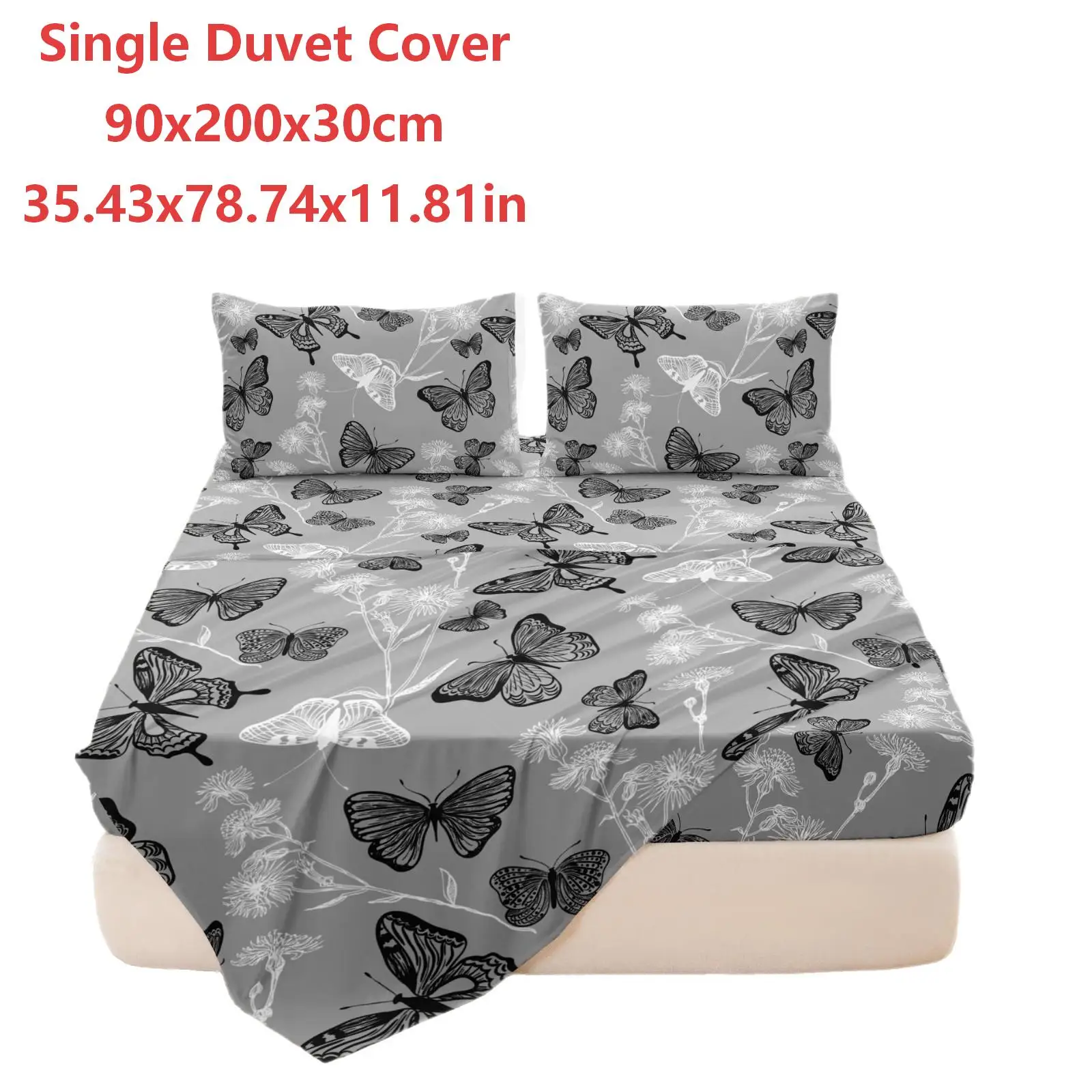 1PC Butterfly Print Fitted Sheet Mattress Cover Rectangular Dirt-Proof Mattress Protector for Bedroom Guest Room Homestay