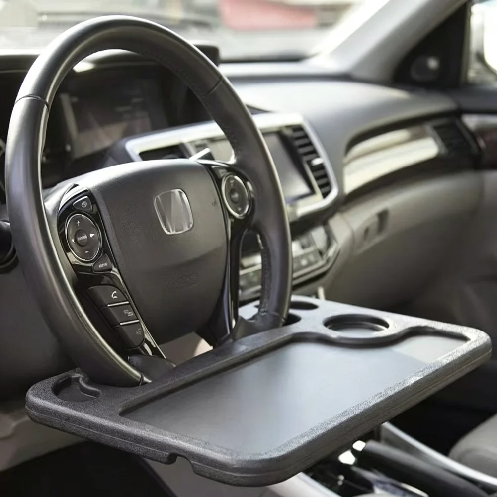 Car Steering Wheel Tray Table Multifunctional Portable Universal Car Dining Tray Laptop Desk Cup Holder Car Interior Accessories