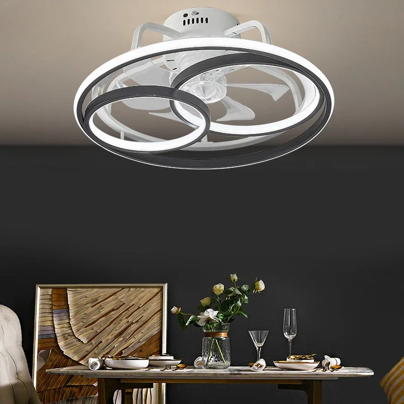 APP Remote Control  Dimming Nordic Intelligent Fan Light Color Dimming and Silent LED Ceiling Fan Light Bedroom Lighting