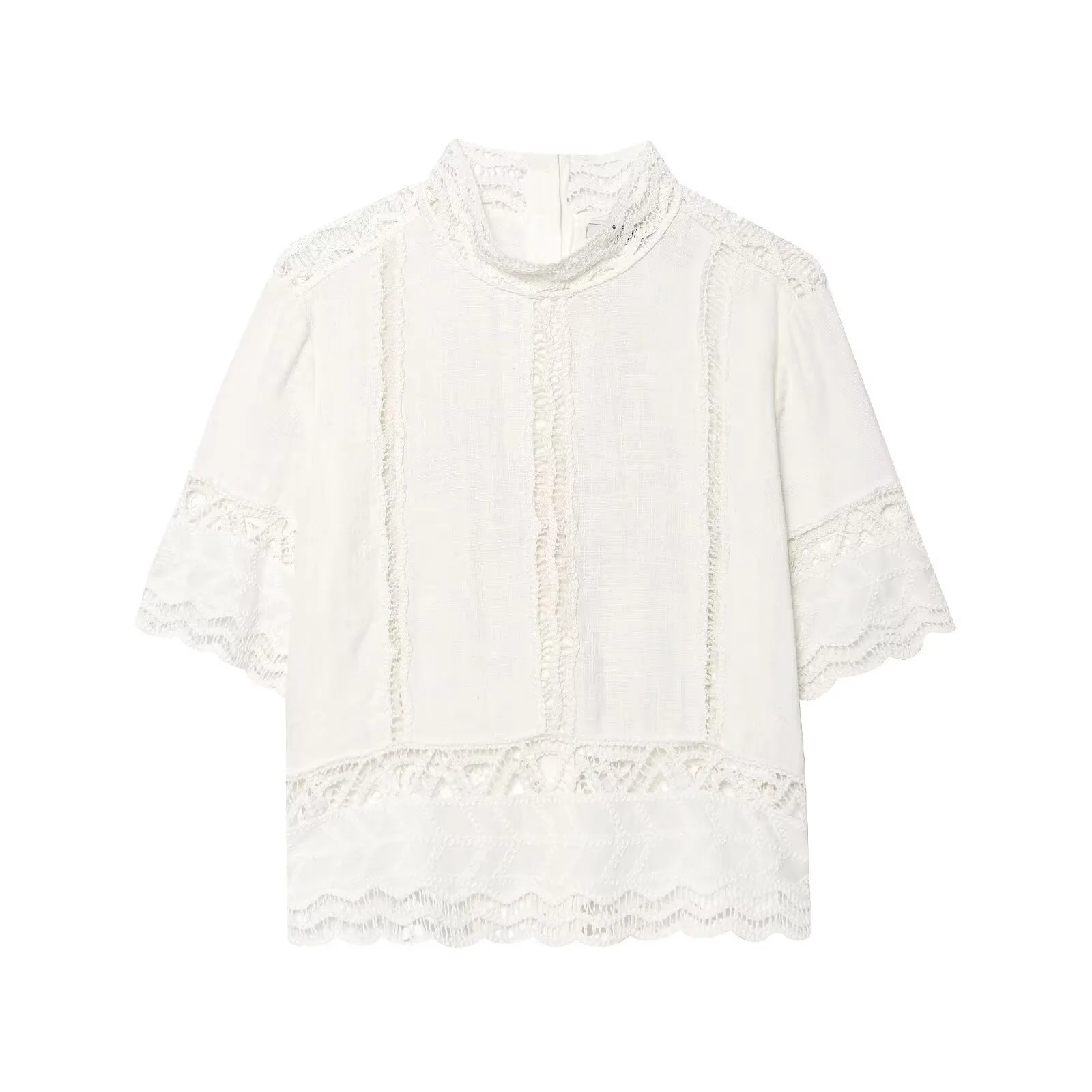 ฤดูใบไม้ผลิเสื้อผ้าสตรีใหม่หวานลูกไม้โครเชต์แฟชั่นเอวสูง Hollow OUT อเนกประสงค์สบายครึ่งชุดกระโปรง