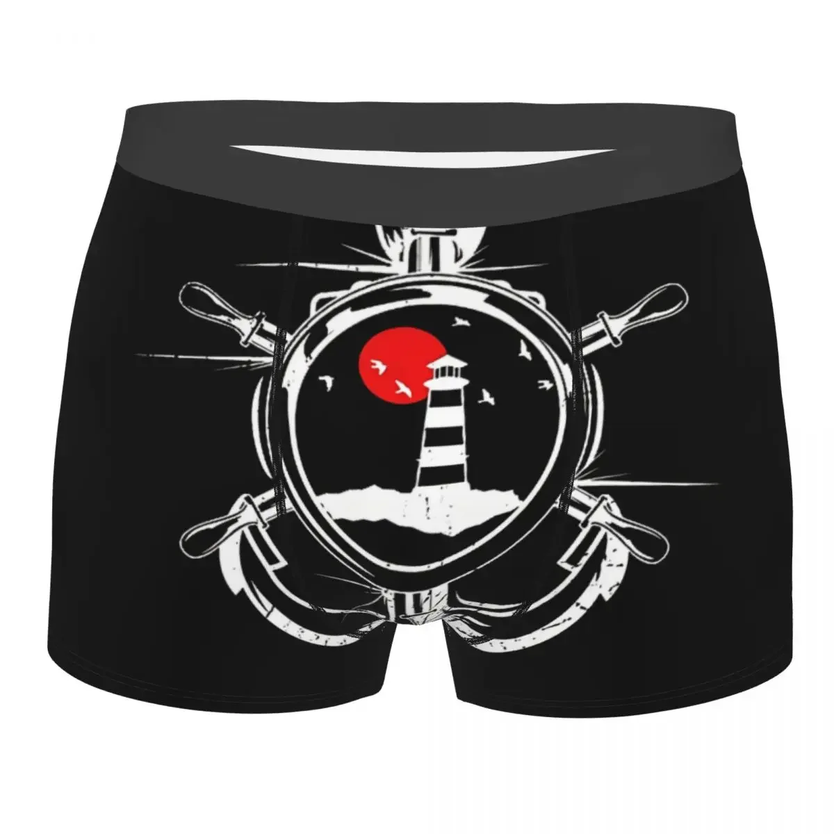 Anker Retro Lighthouse Nautical Maritime Men Boxer Briefs Underwear Anchor Highly Breathable High Quality Birthday Gifts