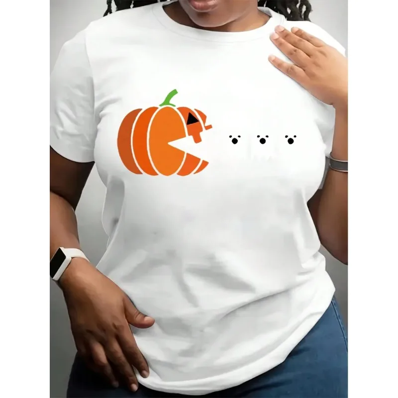 

Мужская удобная шикарная футболка с рисунком тыквы и призрака на Хэллоуин, мужская летняя уличная одежда, мужская одежда, футболка