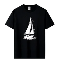 Mannen T Shirt Grappige Yacht Boot Schip Zee Oceaan Golven Casual Losse Knappe Raglan Korte Mouw O Hals Katoen mannen Shirts Tee Tops