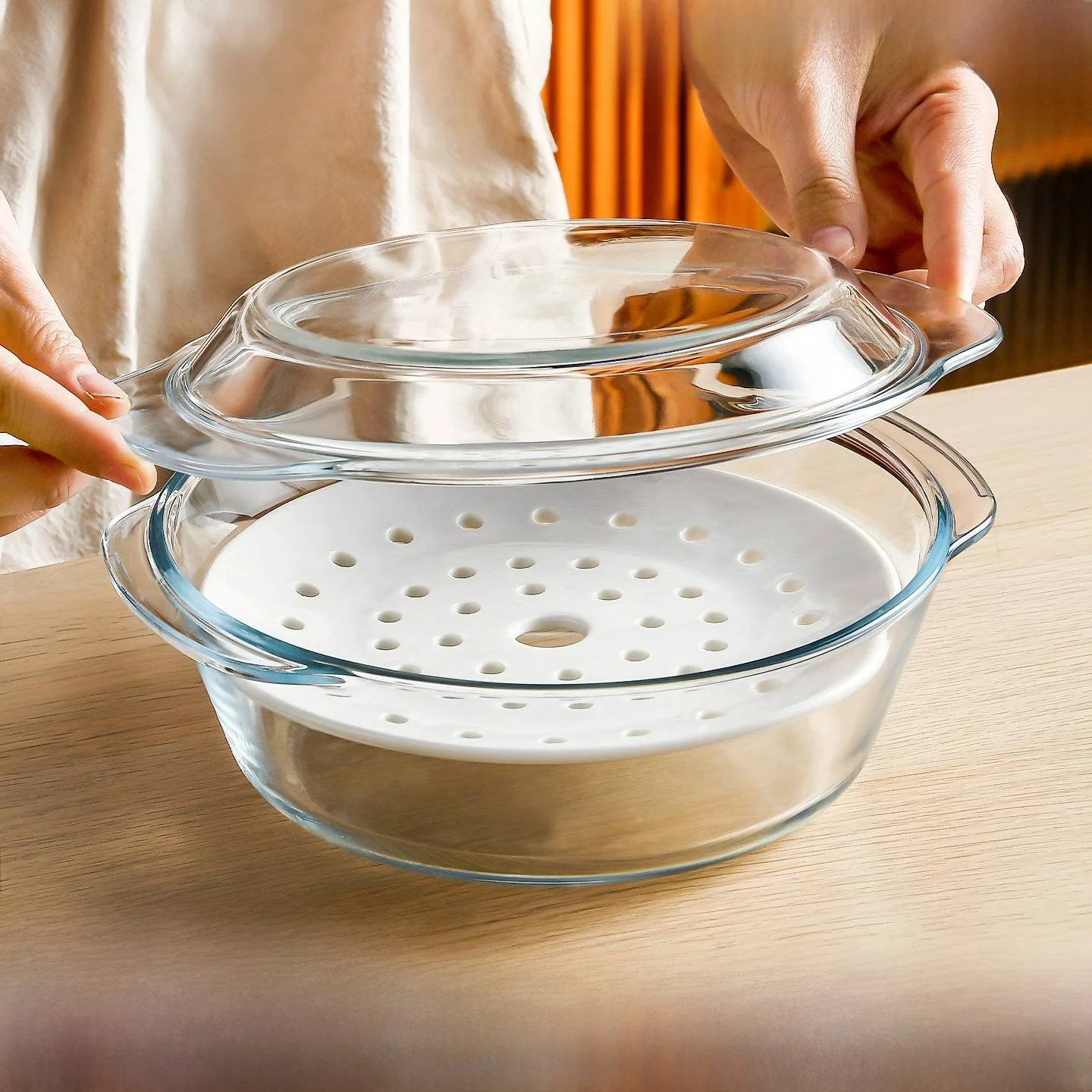電子レンジ加熱蒸し器-蓋付きセラミック皿-耐熱キッチンツール-ガラスボウルで蒸した卵-ホットディッシュガジェット