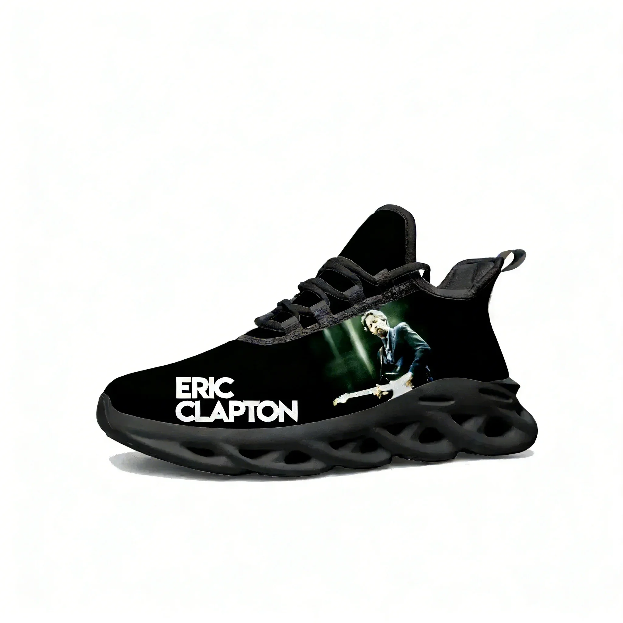

Кроссовки Hot Eric Clapton Flats для мужчин и женщин, спортивные кроссовки для бега в стиле рок-гитары, на шнуровке, из сетчатого материала, индивидуального пошива, черные