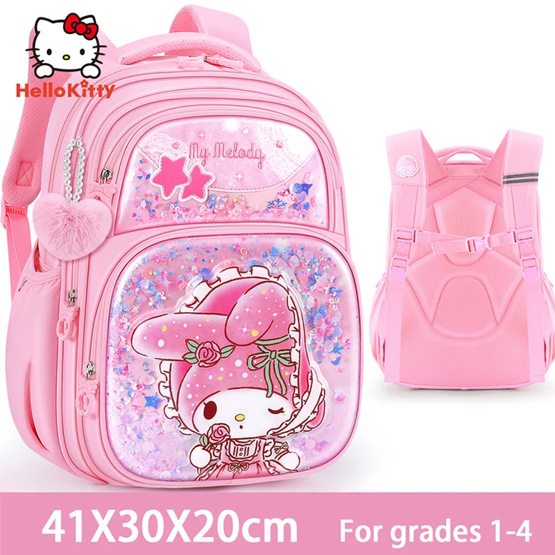 Miniso cinnamoroll kuromi melodia estudante dos desenhos animados mochila estudante primário bonito grau 1-4 mochila aluno saco de escola presente da menina