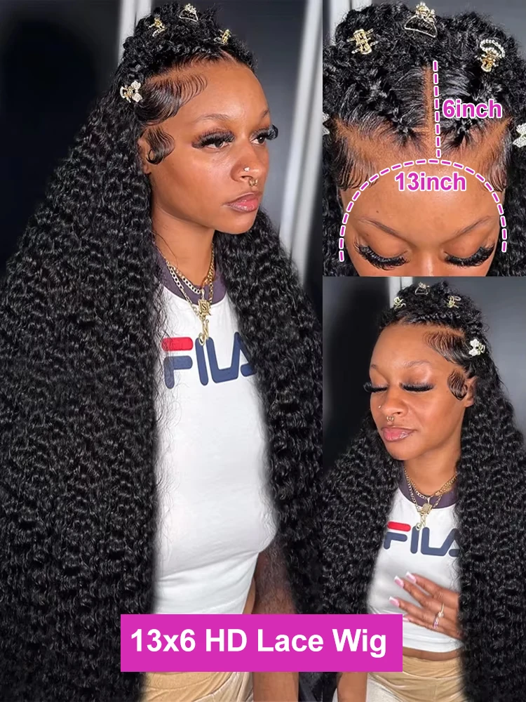 250% HD 13X6 Curly 30 40 Inch Loose Deep Wave 13X4 Lace Frontal Human Hair Wigs Curly Transparent Lace Front Brazilian Remy Wig