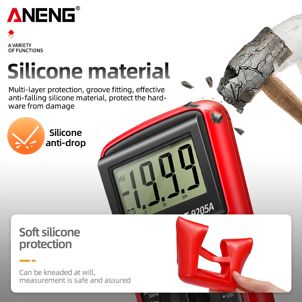 ANENG DT9205A DIGIT METER Multímetros Profissionais AC/DC Transistor medidores de tensão TESTER NCV True RMS Analógico Auto Range Multie