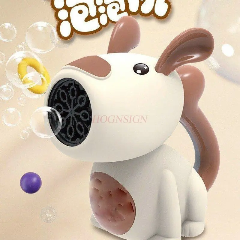 Children's hand cranked bubble machine toy cartoon cute dog manual porous bubble blowing gun
