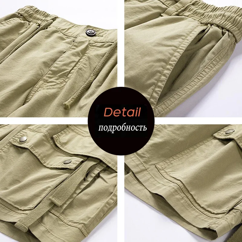 夏の男性綿カーゴショーツメンズ屋外マルチポケットショーツ男性カジュアルスポーツストリートショーツ男性作業サファリショートパンツ