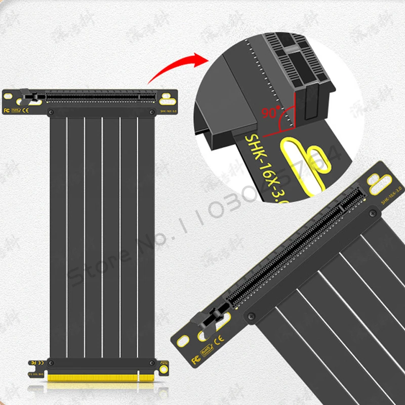 PCIE 3.0X16 Riser Cable Video Card Extension Shielded Flexible 90 ° تركيب وحدة معالجة الرسومات السريعة بدون فقدان أسود/أبيض #6