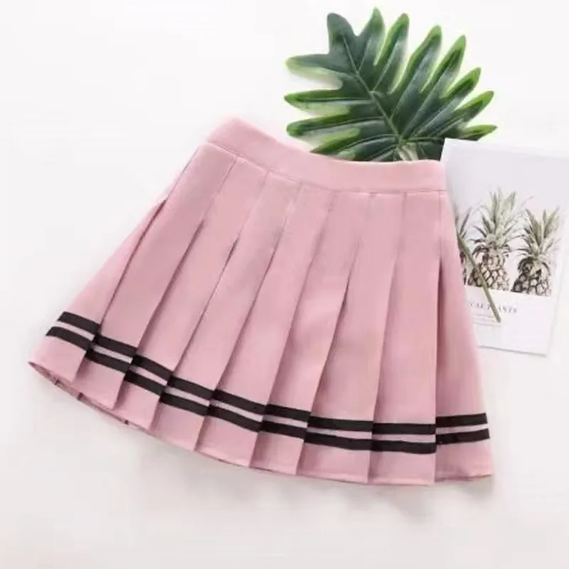 Summer 2024 Teenage Pleated Skirts Girls Plaid Skirt High Waist Skirts Kids Cute Uniforms Children Dance Skirt 10 12 13 14 Years