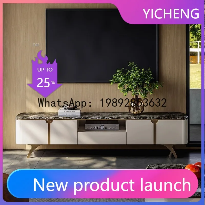 

G1 Italian Style Light Luxury TV Cabinet and Coffee Table Set for Villa Living Room Home Natural Luxury Solid Wood TV Stand