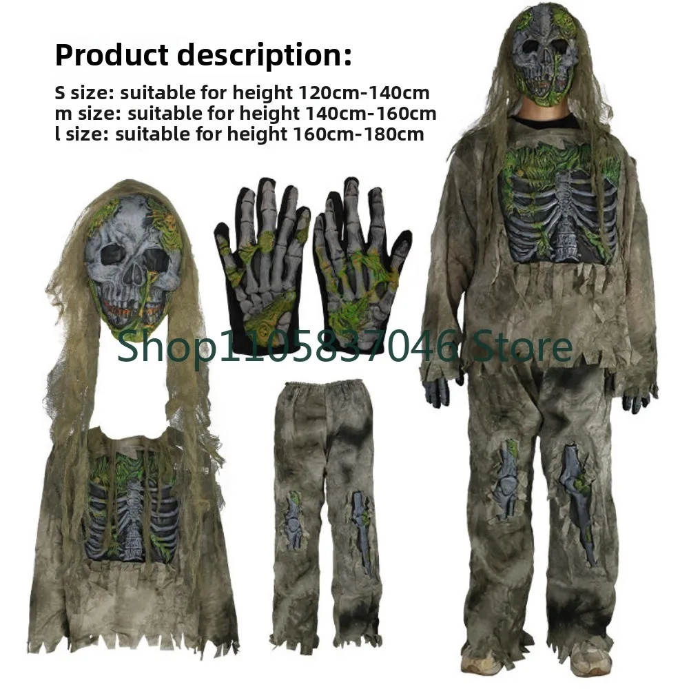 Halloween horror zombie zombie skeleton costume party performance featuring haunted house, room shooting, costume props