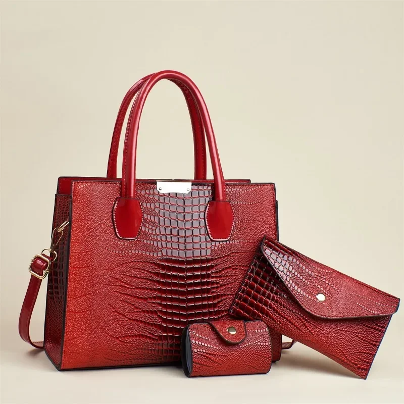 

2025 Women's Versatile Lizard Print Tote Set - Mom & Baby Shoulder Bag, Fashionable Crossbody & Clutch for Stylish Commuting