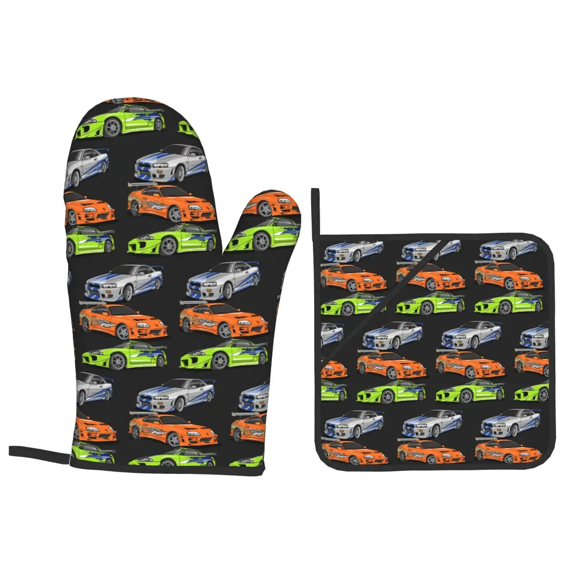 Movie Fast And Furious Brian O'connor Oven Mitts and Pot Holder Sets of 4 for Baking Cooking BBQ Resistant Non-Slip Gloves