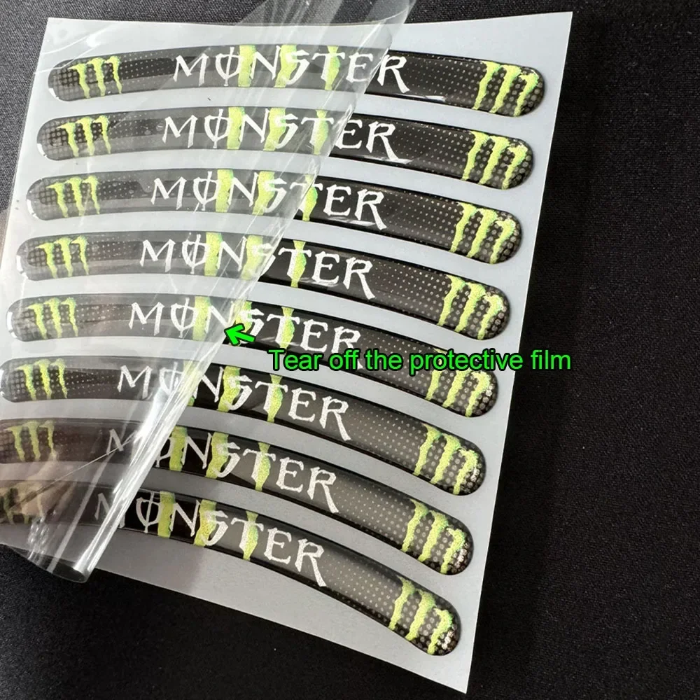 Monster Energy Car Wheel Stickers 13-19 Inch Universal Motorcycle Tire Modification Waterproof Drip Glue Decorative Stickers