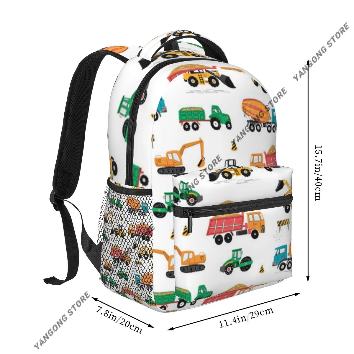 Teenager Bookbag Backpack Travel Bag Construction Machinery Cement Mixer Excavator Truck Backpack For Laptop School Bags